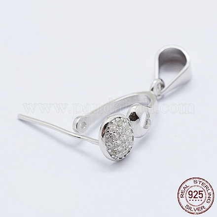925 gancio per pendente in argento sterling placcato in rodio con micro pavè di zirconi STER-E054-22P-1