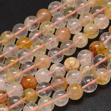 Round Natural Citrine Beads Strands G-K068-07-10mm-1