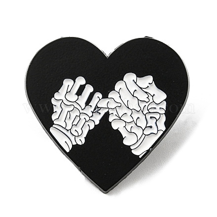 Сердце с придирчивым обещанием скелет рука эмалированная булавка JEWB-B006-05D-1