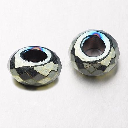 Electroplate Non-magnetic Synthetic Hematite European Beads G-F300-53-07-1