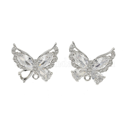 Латунные микро-паве прозрачные серьги-гвоздики из циркония KK-C107-10P-1