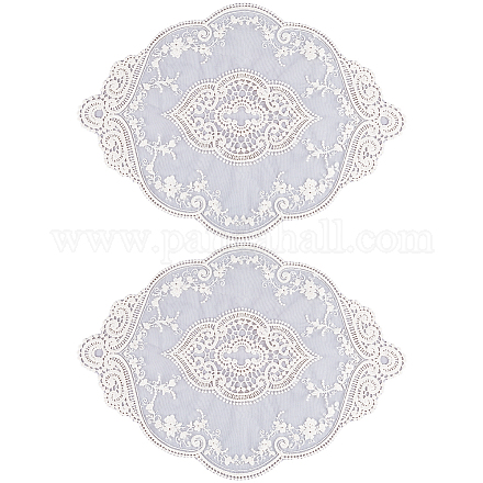 ポリエステルレース刺繍テーブルマット  花柄とオーバル  ダイニングテーブル装飾用ランチョンマット  ナバホホワイト  450x315x1.2mm AJEW-WH0413-78-1