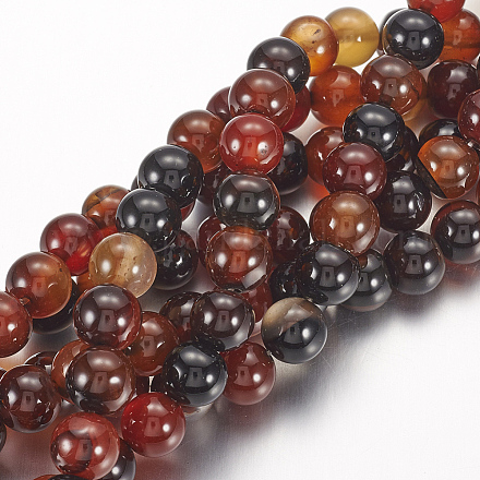 Chapelets de perles d'agate naturelle G-G515-10mm-04-1