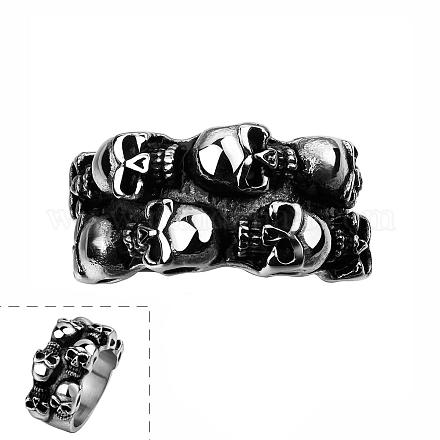 Punk Rock Style 316L Surgical Stainless Steel Skull Rings for Men RJEW-BB06587-10-1