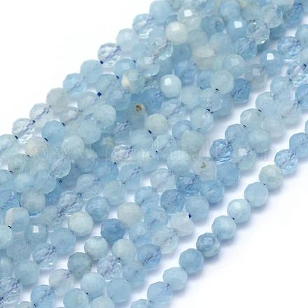 Chapelets de perles en aigue-marine naturelle G-E411-19B-2mm-1