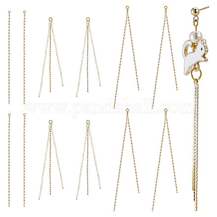SUNNYCLUE 1 Box 12Pcs 3 Style Real 18K Gold Plated Earring Findings Brass Tassel Chain Earring Chains Long Chain Tassel Big Charm for Jewelry Making Accessories Women Adults DIY Dangle Earrings Craft KK-SC0003-20-1