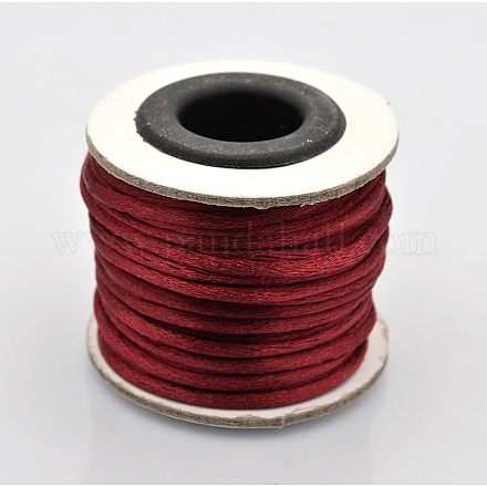マクラメラテール中国結び作り用コードラウンドナイロン編み込みひも糸  サテンコード  暗赤色  1.5mm  約16.4ヤード（15m）/ロール NWIR-O001-B-06-1