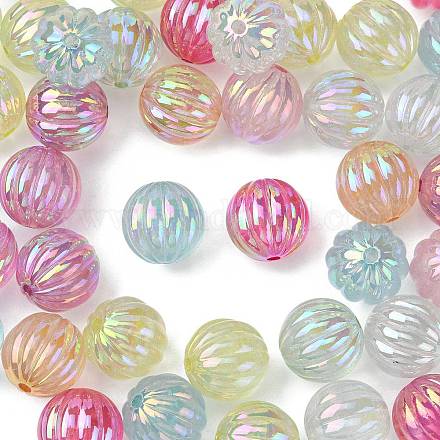 50pcs perles acryliques irisées arc-en-ciel placage uv PACR-CJ0001-28-1