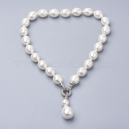 Synthetische Shell Pearl Anhänger Halsketten NJEW-Q310-02A-1