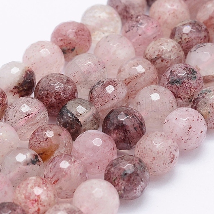 Chapelets de perles aux fraises en quartz naturel G-J373-18-8mm-1