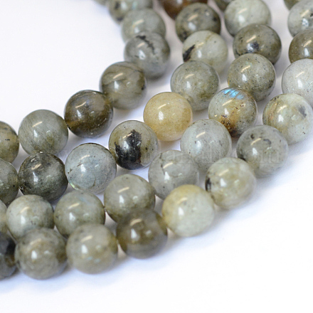 Labradorita natural hebras de perlas reronda X-G-E334-8mm-19-1