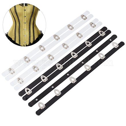 BENECREAT 4 Sets Corset Busks 2 Style Spring Iron Stainless Steel Boning Corset Closure with 6 Hooks and Eyes for Sewing Womens Corset Bustier Waist Trainer Wedding Corset Buttons FIND-BC0004-84-1