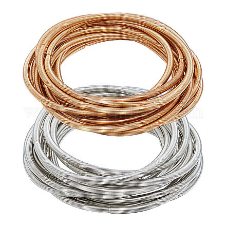BENECREAT 40Pcs 2 Colors Carbon Steel Round Snake Chains Stretch Bracelets Set for Women BJEW-BC0001-09-1