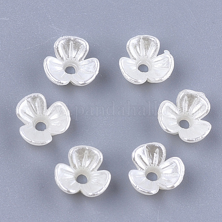 3-pétalo tapas de cuentas de perlas de imitación de plástico abs X-OACR-T018-01-1