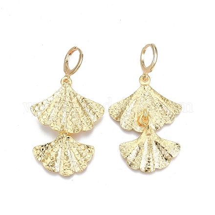 Brass Ginkgo Leaf Dangle Leverback Earrings for Women EJEW-N012-57-1