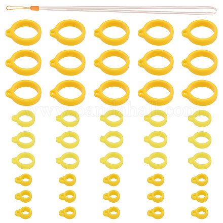 GORGECRAFT 46PCS 3 Sizes Yellow Necklace Lanyard Set Including 45PCS 8/13/20.5mm Inner Diameter Nonslip Rubber Rings Loop 1PC Loss-Proof Pendant Lanyard String Holder for Pens Protective Keychains DIY-GF0008-18-1