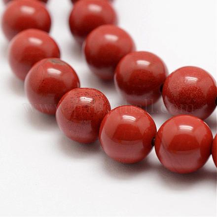 Chapelets de perles en jaspe rouge naturel G-E375-6mm-02-1