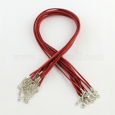 Fabricación de collar de cordón de gamuza sintética de 2 mm con cadenas de hierro y cierres  de pinza de langosta NCOR-R029-06-1