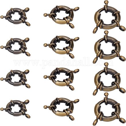 12 шт. 3 стиля латунных пружинных кольцевых застежек KK-FH0004-11-1