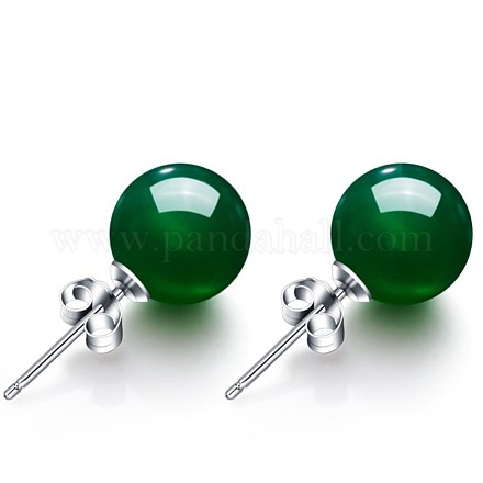 Boucles d'oreilles rondes en perles de jade imitation pour fille femmes EJEW-BB46205-A-1