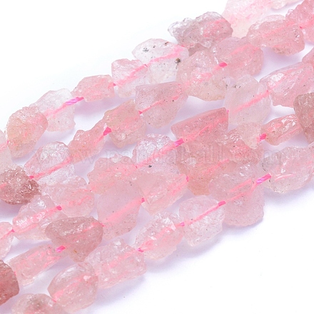 Brins de perles de quartz fraise naturelle brute brute G-I279-B14-1