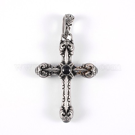 316 Surgical Stainless Steel Glass Big Gothic Pendants STAS-E070-26-1