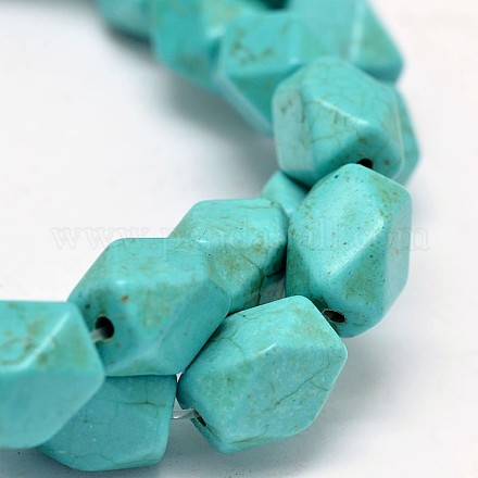 Brins de perles de cuboïde turquoise synthétique G-M150-23-1