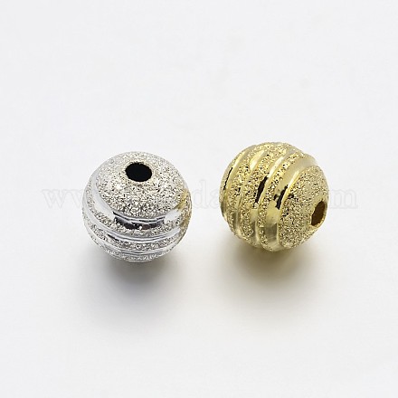 テクスチャラウンド真鍮ビーズ  ミックスカラー  8mm  穴：1.2mm KK-N0061-01-8mm-1