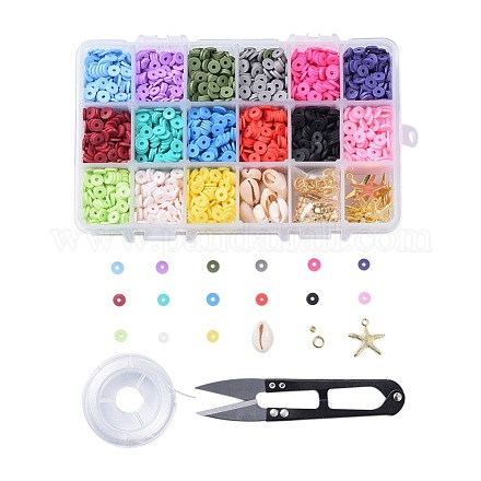 15 couleurs de perles d'argile polymère faites à la main écologiques DIY-JP0005-47-6mm-1