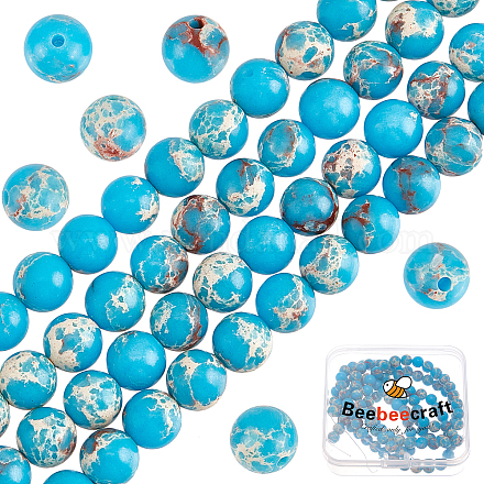 Beebeecraft 132Pcs 6mm Natural Imperial Jasper Beads Dodger Blue Round Loose Gemstone Beads for Bracelet Necklace Jewelry Making G-BBC0001-04A-02-1