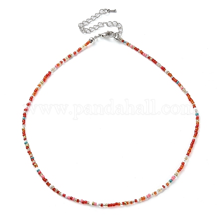Verre collier de perles NJEW-Z029-05P-1