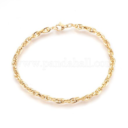 Ion Plating(IP) 304 Stainless Steel Rope Chain Bracelets BJEW-P235-16G-1