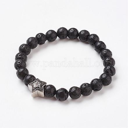 Lava Rock Stretch Bracelets BJEW-G555-18-1