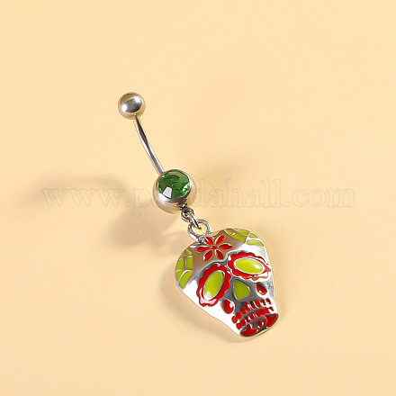 Кольца для живота в виде изогнутой штанги из хирургической нержавеющей стали 316l с эмалевым покрытием из кубического циркония FS-WGB5546-02-1