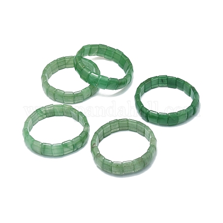 Braccialetto elasticizzato con perline rettangolo di avventurina verde naturale BJEW-E379-01H-1
