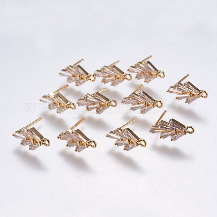 Accessoires de clous d'oreilles en laiton avec micro pavé zircone cubique KK-F738-37G-1