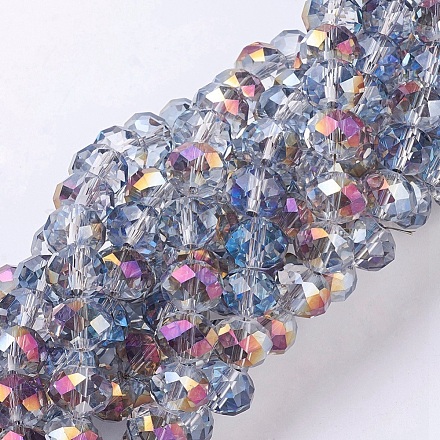 10x8MM Faceted Rondelle Half Plated Electroplate Glass Beads Strands for Bracelet Making X-EGLA-D020-10x8mm-18-1