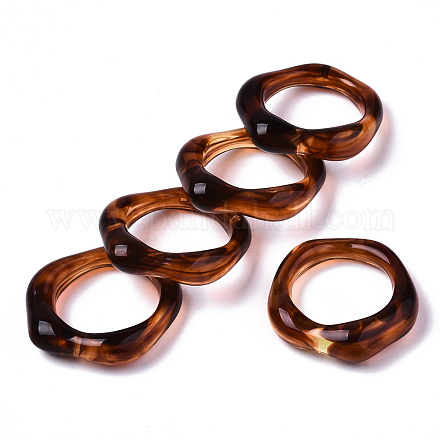 透明樹脂指輪  天然石風  サドルブラウン  usサイズ6 3/4(17.1mm) RJEW-T013-001-F02-1