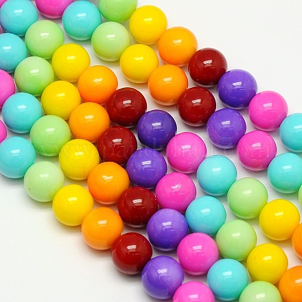 Round Baking Paint Glass Beads Strands HY-A006-12mm-M-1