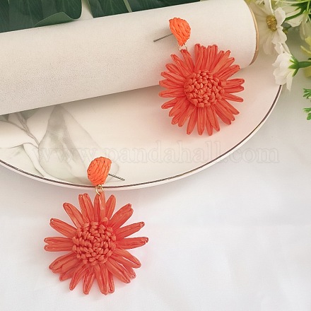 Серьги-гвоздики с цветком и травой из латуни FS-WG07395-01-1