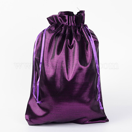 レクタングル布地バッグ  巾着付き  パープル  23x16cm ABAG-UK0003-23x16-02-1
