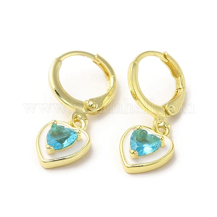 Серьги с подвесками из латуни с покрытием из настоящего золота 18 карат в форме сердца EJEW-L268-025G-04-1