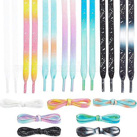 Fingerinspire 7 paires de lacets en polyester lumineux 7 couleurs DIY-FG0003-19-1