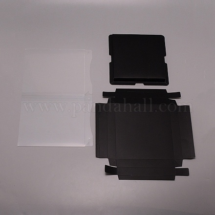 厚紙のギフトボックス  ケーキ収納用  ブラック  17x17x20cm CON-WH0086-021-1