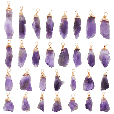 SUPERFINDINGS 30Pcs Quartz Stones Pendant Natural Crystal Point Chakra Reiki Pendants Crystal Stone Set for Necklace Earrings Bracelet Jewelry Making FIND-FH0004-86-1
