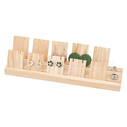 PandaHall Earring Holder Stands Jewellery Display Wood Earring Necklace Stands with 10pcs Earring Cardboard Wood Earring Display Stands for Selling Earring Showing Jewellery Displaying Business Card EDIS-WH0029-20B-1