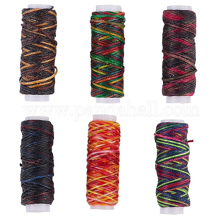 6 рулон 6-х цветных плоских сегментных окрашенных вощеных хлопковых шнуров YC-CY0001-02-1