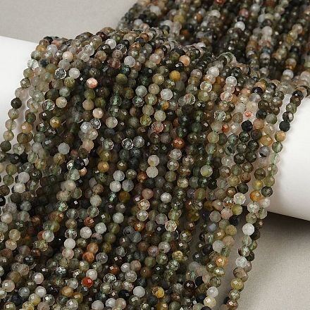 Нити бусин из натурального зеленого рутилированного кварца LS-G-RM241221-B47-1