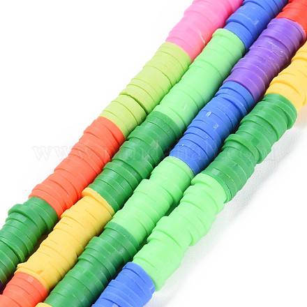 Hebras de cuentas de arcilla polimérica hechas a mano de 7 color fijas CLAY-S096-029K-1