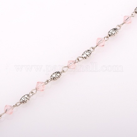 Chaînes de perles de verre bicone manuelles pour fabrication de bracelets et colliers AJEW-JB00062-04-1